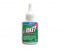 Deluxe Materials ROKET Odorless Cyano Lijm 20g (Foam Safe, Crystal Clear, non blooming) 10-20sec.