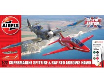 Airfix 1:72 Supermarine Spitfire en RAF Red Arrows Hawk Set INCL LIJM EN VERF    A50187