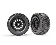 Traxxas 7872 Tires and wheels, assembled, glued (XRT Race black wheels, Gravix tires, foam inserts) (left + right)