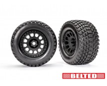 Traxxas 7862 XRT BELTED Tires and wheels, assembled, glued (XRT Race black wheels, Gravix belted tires, dual profile (4.3' outer, 5.7' inner), foam inserts) (left and right)