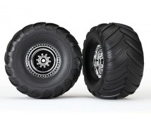Tires & wheels, assembled, glued (chrome wheels, Terra Groov, TRX3663X