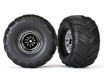 Tires & wheels, assembled, glued (chrome wheels, Terra Groov, TRX3665X