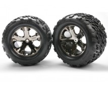 Tires & wheels, assembled, glued (2.8) (All-Star black chrom, TRX3668A