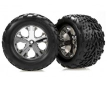 Tires & wheels, assembled, glued (2.8) (All-Star chrome whee, TRX3669