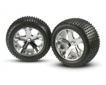 Tires & wheels, assembled, glued (2.8) (All-Star chrome whee, TRX3770