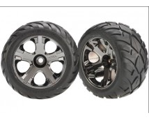 Tires & wheels, assembled, glued (All-Star black chrome whee, TRX3777A
