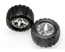 Tires & wheels, assembled, glued (2.8) (All-Star chrome whee, TRX4171