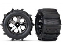 Tires & wheels, assembled, glu2.8 Paddle(Al-Star Black chrom, TRX4175
