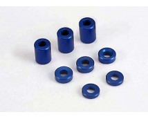 Blue-anodized, aluminum spacers (3x6x8mm) (3)/ (3x6x1.5mm) (, TRX4829