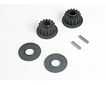 Pulleys, 15-groove (front/ rear) (2)/flanges (2)/ axle pins, TRX4896