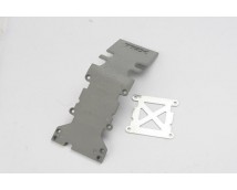 Skidplate, rear plastic (grey)/ stainless steel plate, TRX4938A