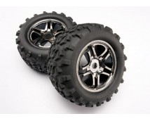 Tires & wheels, assembled, glued (SS (Split Spoke) black ch, TRX4983A