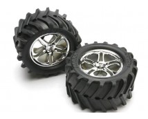 Tires & wheels, assembled, glued (SS (Split Spoke) chrome wh, TRX5173