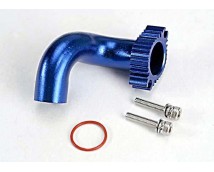 Header, blue-anodized aluminum (for rear exhaust engines onl, TRX5287