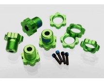 Wheel hubs, splined, 17mm (green-anodized) (4)/ wheel nuts,, TRX5353G