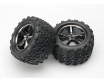 Tires & wheels, assembled, glued (Gemini black chrome wheels, TRX5374A