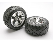 Tires & wheels, assembled, glued (All-Star chrome wheels, An, TRX5576R
