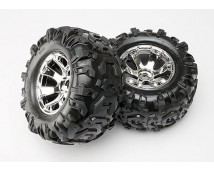 Tires & wheels, assembled, glued (Geode chrome wheels, Canyo, TRX5673