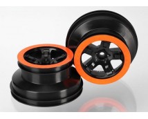Wheels, Sct Black, Orange beadlock style, dual profile, TRX5870X