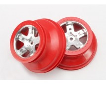 Wheels, SCT satin chrome, red beadlock style, dual profile (, TRX5872A
