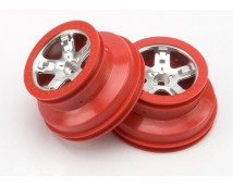 Wheels, SCT satin chrome, red beadlock style, dual profile (, TRX5874A