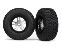 Tire & wheel assy, glued (SCT Split-Spoke, satin chrome whee, TRX5877