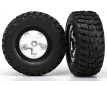 Tire & wheel assy, glued (SCT satin chrome, beadlock style w, TRX5880X