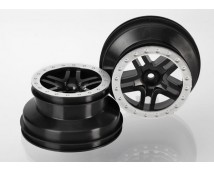 Wheels, SCT Split-Spoke, black, satin chrome beadlock style, TRX5884