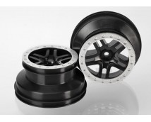 Wheels, SCT Split-Spoke, black, satin chrome beadlock style, TRX5886