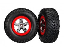 Tires & wheels, glued on SCT Chrome wheels TSM Rated S1 Comp, TRX5887R