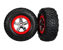 Tires & wheels, glued on SCT Chrome wheels TSM Rated 2wd fr, TRX5888