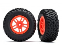 Tires & wheels, assembled, glued (SCT Split-Spoke orange wheels, SCT off-road ra