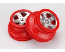 Wheels, SCT satin chrome with red beadlock, dual profile (2., TRX5972A