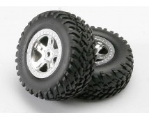 Tires & wheels, assembled, glued (SCT, satin chrome wheels (, TRX5973