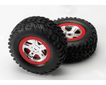 Tires & wheels, assembled, glued (SCT, satin chrome wheels,, TRX5973A