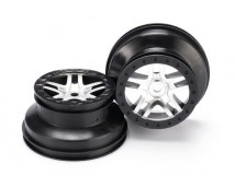 Wheels, SCT Split-Spoke, satin chrome, black beadlock style, TRX5974