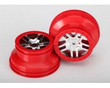 Wheels, SCT Split-Spoke, chrome, red beadlock style, dual p, TRX5974A