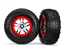 Tires & wheels, glued on SCT chrome split spoke wheels TSM, TRX5977