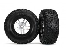 Tires & wheels, glued on SCT satin hrome split sp wheels TSM, TRX5978