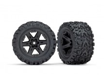 Tires & wheels, assembled, glued (2.8) (Rustler 4X4 black wheels, Talon Extreme