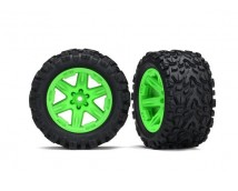 Tires & wheels, assembled, glued (2.8) (Rustler 4X4 green wheels, Talon Extreme