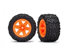Tires & wheels, assembled, glued (2.8) ( (Rustler 4X4 orange wheels Talon Extrem