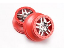 Wheels, SCT Split-Spoke, chrome, red beadlock style, dual pr, TRX6872A