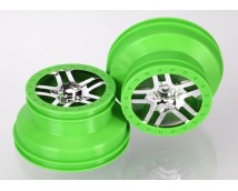 Wheels, SCT Split-Spoke, chrome, green beadlock style, dual, TRX6872X