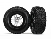 Tires & wheels, glued on SCT Satin hrome split sp wheels TSM, TRX6892