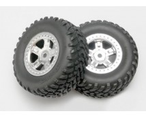 Tires and wheels, assembled, glued (SCT satin chrome wheels,, TRX7073