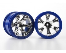 Wheels, Geode 2.2 (chrome, blue beadlock style) (12mm hex, TRX7273