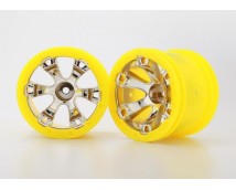 Wheels, Geode 2.2 (chrome, yellow beadlock style) (12mm h, TRX7275