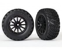 Tires & wheels, assembled, glued (black wheels, gravel patte, TRX7473T