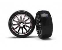 12-Sp Blk Wheels, Slick Tires Tires & Wh, TRX7573A